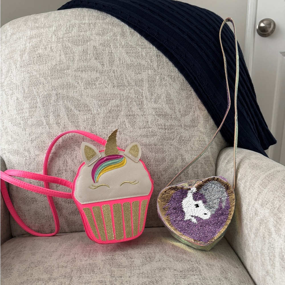 Unicorn Cupcake and Heart Kids Crossbody Bags